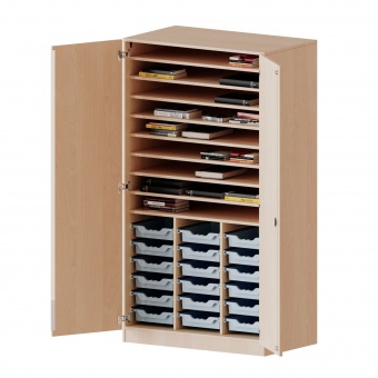 Bastelschrank, 5 OH, 2-türiger Schrank mit 18 flachen Boxen, B/H/T 104,5x190x60cm 